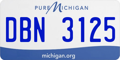 MI license plate DBN3125