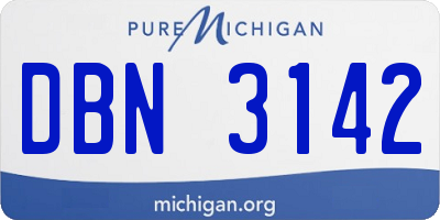 MI license plate DBN3142
