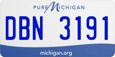 MI license plate DBN3191