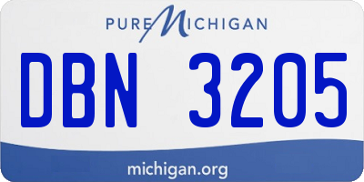 MI license plate DBN3205