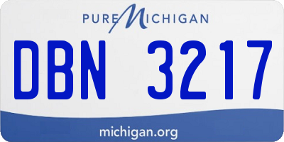 MI license plate DBN3217