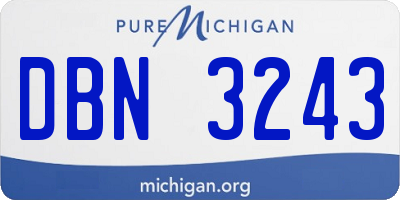 MI license plate DBN3243