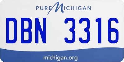 MI license plate DBN3316