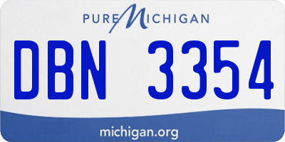 MI license plate DBN3354