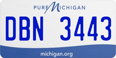 MI license plate DBN3443