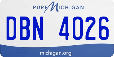 MI license plate DBN4026