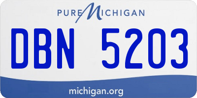 MI license plate DBN5203