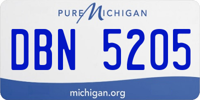 MI license plate DBN5205