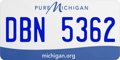 MI license plate DBN5362