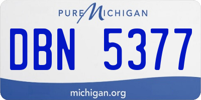MI license plate DBN5377