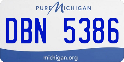 MI license plate DBN5386