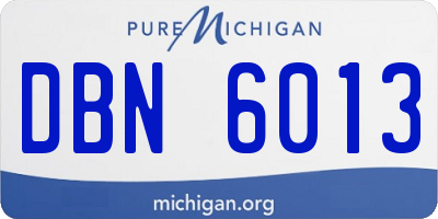 MI license plate DBN6013