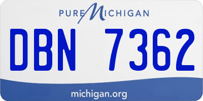MI license plate DBN7362