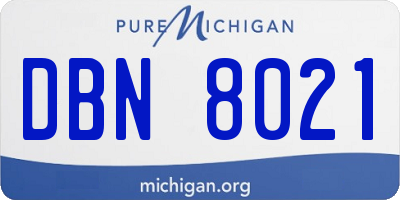 MI license plate DBN8021
