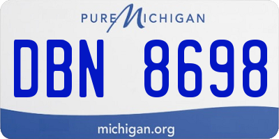 MI license plate DBN8698