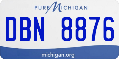 MI license plate DBN8876