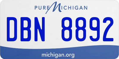 MI license plate DBN8892