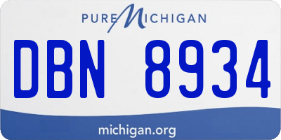 MI license plate DBN8934