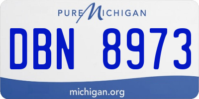 MI license plate DBN8973
