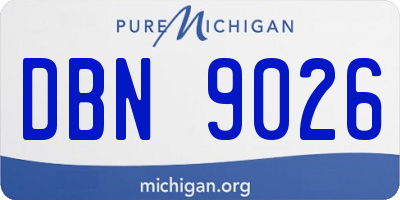 MI license plate DBN9026