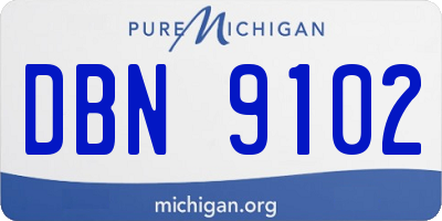 MI license plate DBN9102