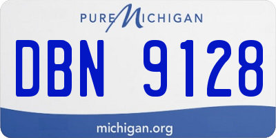 MI license plate DBN9128