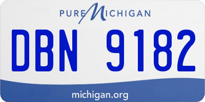 MI license plate DBN9182