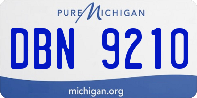 MI license plate DBN9210
