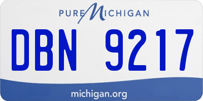 MI license plate DBN9217