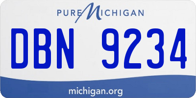MI license plate DBN9234