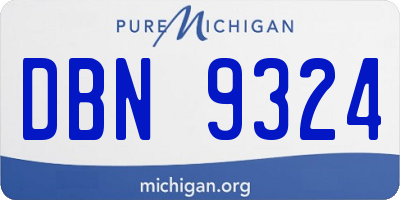 MI license plate DBN9324