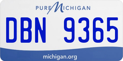 MI license plate DBN9365