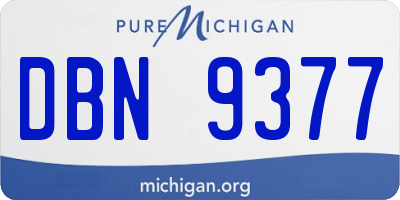 MI license plate DBN9377