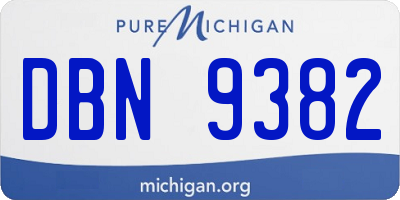MI license plate DBN9382