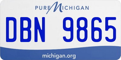 MI license plate DBN9865