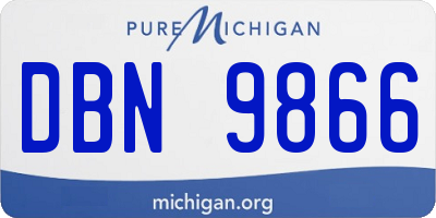 MI license plate DBN9866
