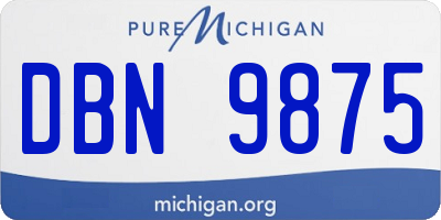 MI license plate DBN9875