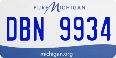 MI license plate DBN9934