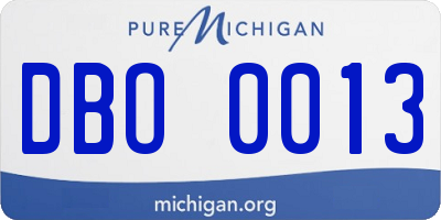 MI license plate DBO0013