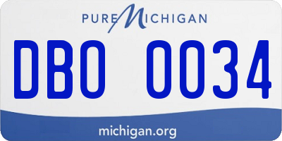 MI license plate DBO0034