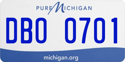 MI license plate DBO0701