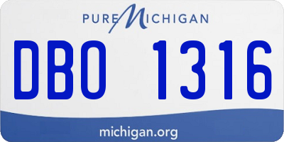 MI license plate DBO1316