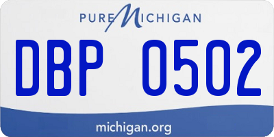 MI license plate DBP0502