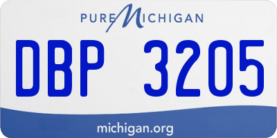 MI license plate DBP3205