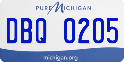 MI license plate DBQ0205