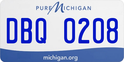 MI license plate DBQ0208