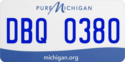 MI license plate DBQ0380