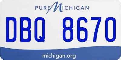 MI license plate DBQ8670