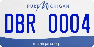 MI license plate DBR0004