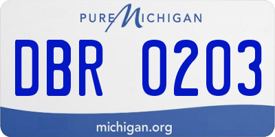 MI license plate DBR0203